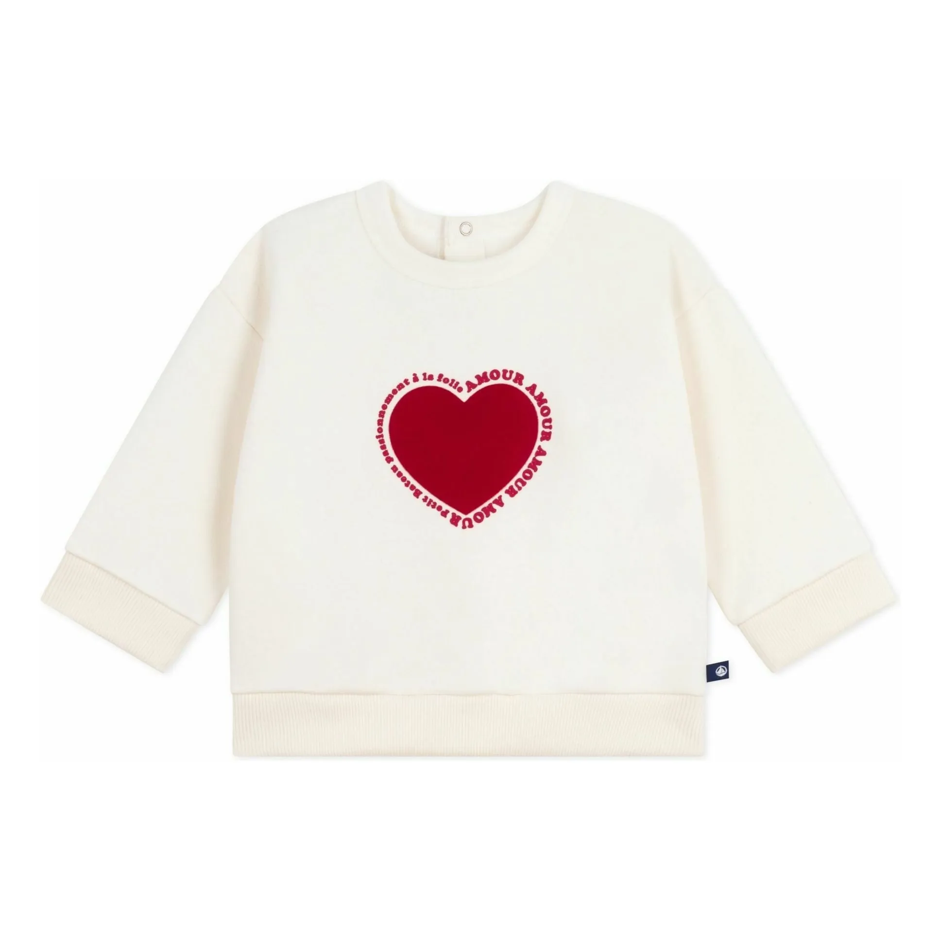 Petit Bateau Ecru Sweat Heart Love