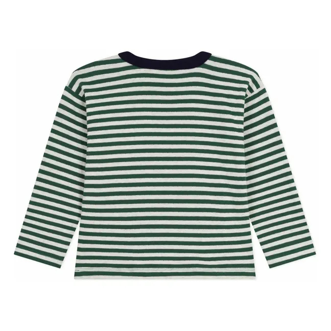 T-shirt Rayé Logo Coton Bio | Vert