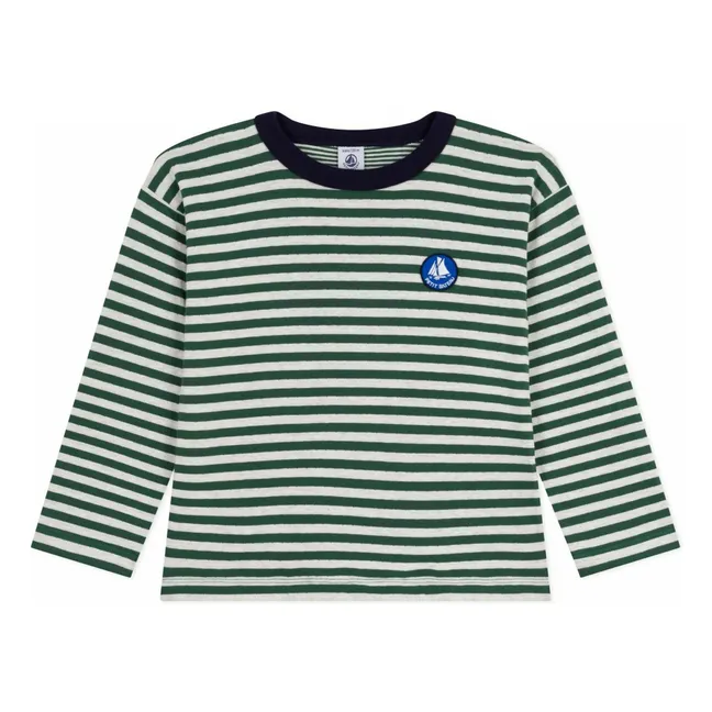 T-shirt Rayé Logo Coton Bio | Vert