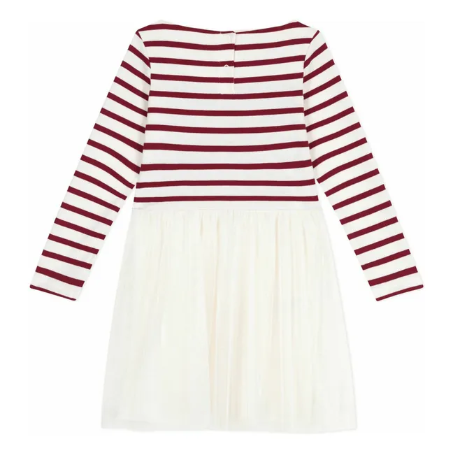 Robe Rayée Tulle | Ecru