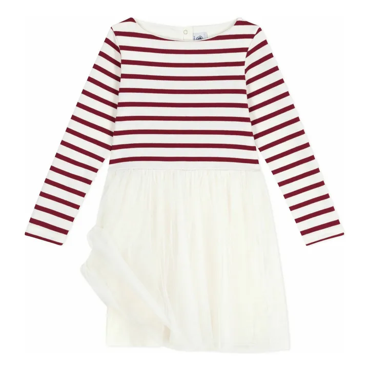 Vestido de tul a rayas | Crudo- Imagen del producto n°1