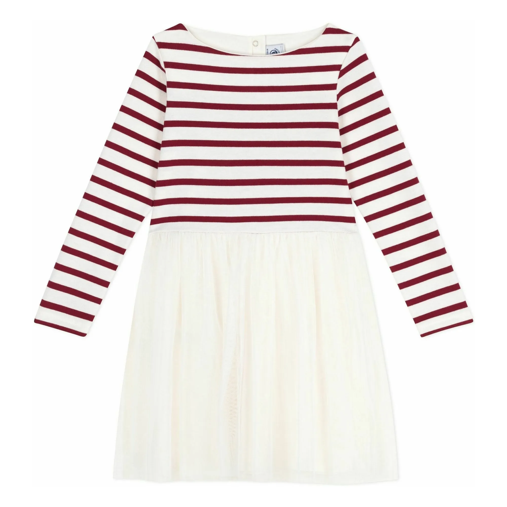 Petit Bateau Ecru Tulle Striped Dress