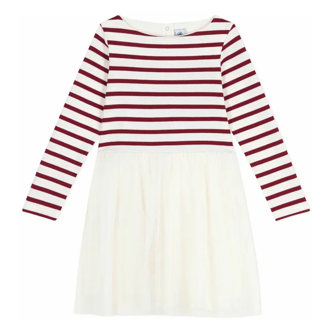 Robe Rayée Tulle | Ecru