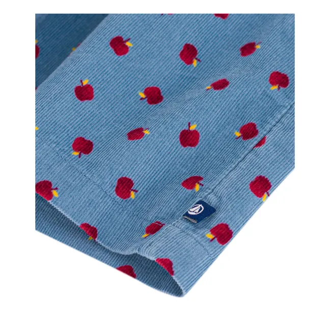 Robe Volants Pommes Velours Côtelé Coton Bio | Bleu