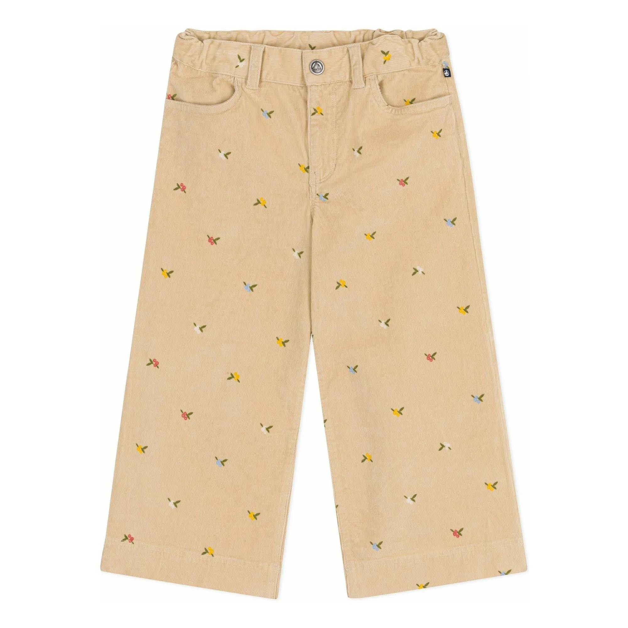 Petit Bateau Beige Floral Corduroy Trousers