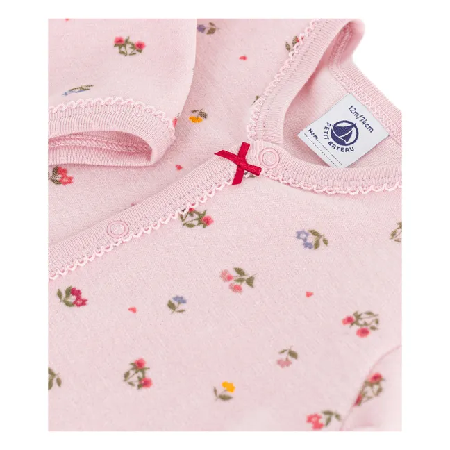 Pyjama Nœud Dors Bien Fleuri Coton Bio | Rose