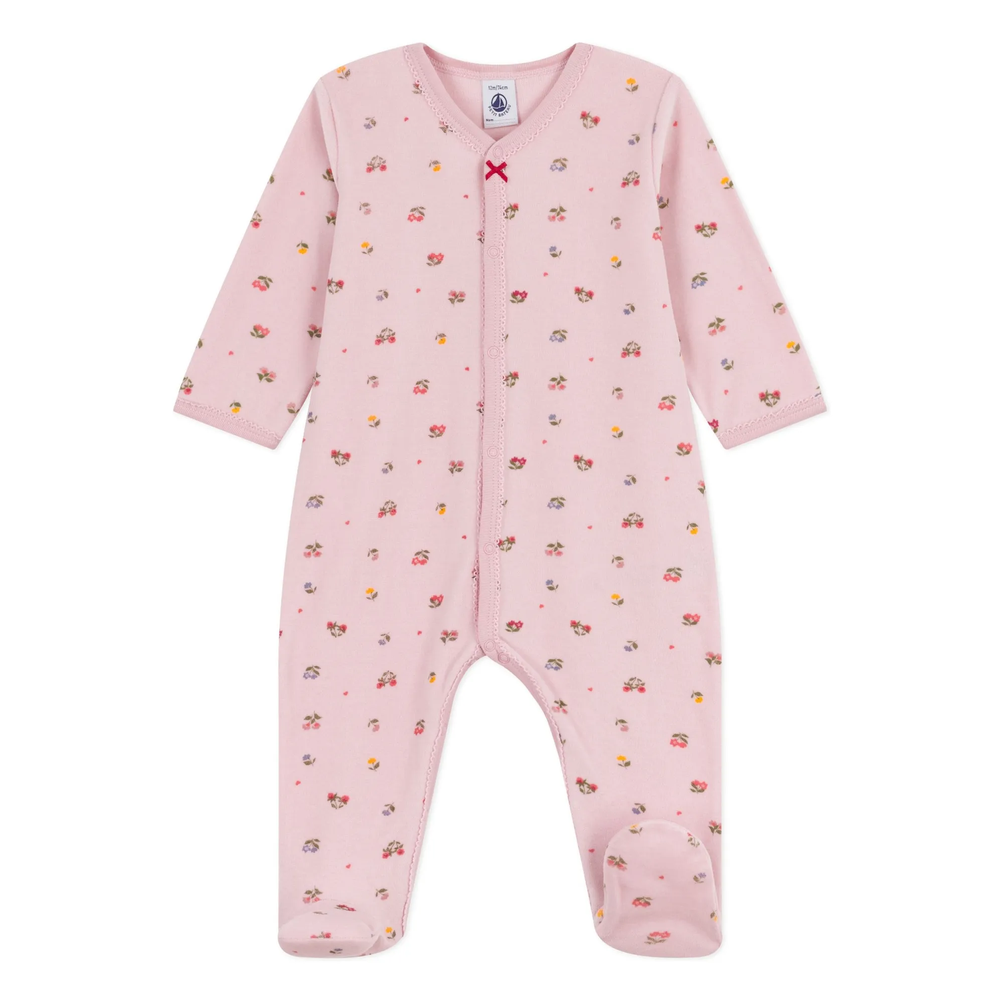 Petit Bateau Pink Pyjama Nœud Dors Bien Fleuri Organic Cotton