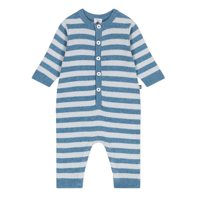 Combinaison Rayée Laine | Bleu