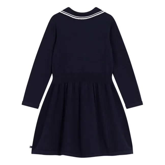 Robe Pull Col Claudine Coton Bio | Bleu marine