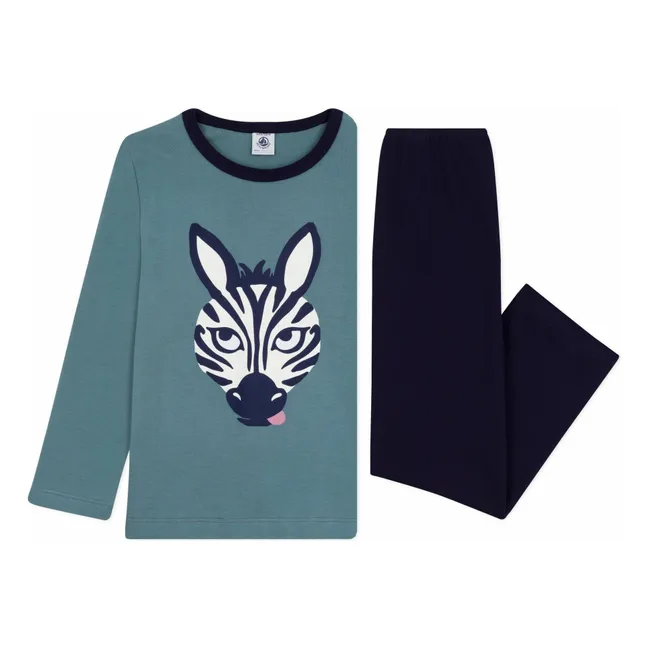 Pyjama aus Bio-Baumwolle Zebra | Blau