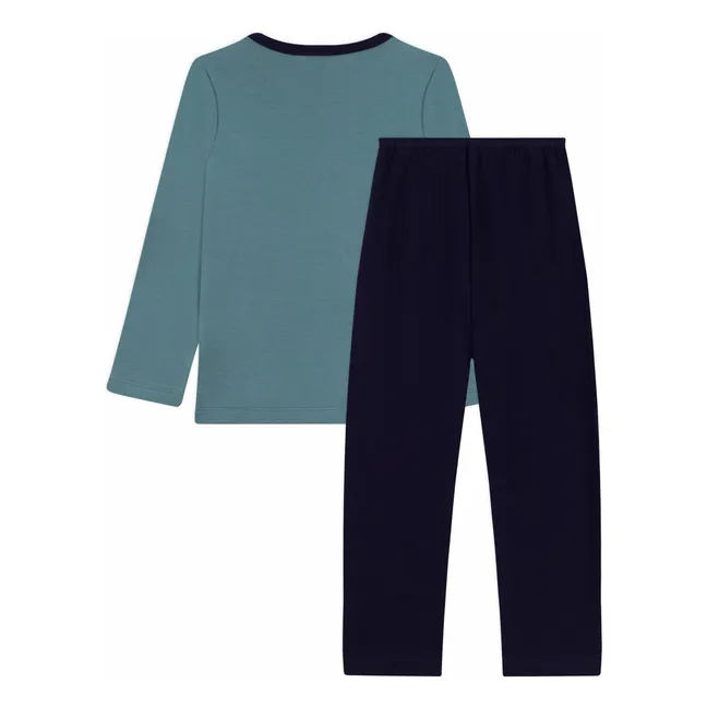 Pyjama aus Bio-Baumwolle Zebra | Blau