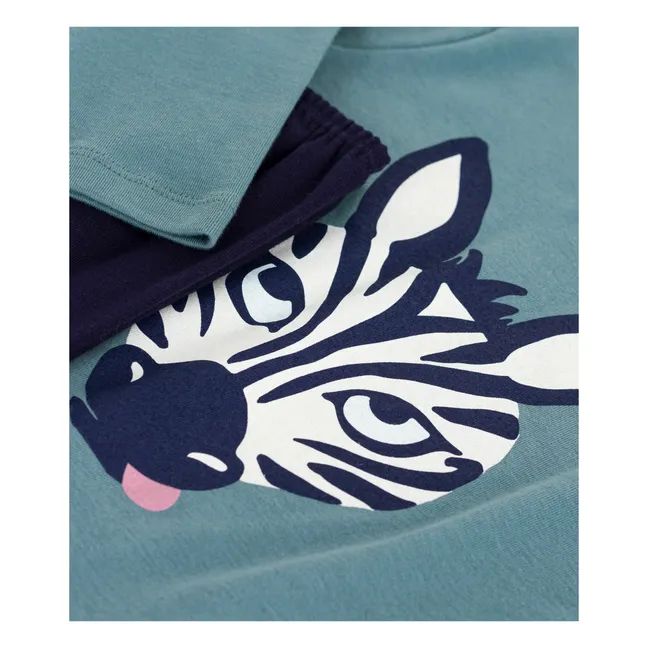 Pyjama aus Bio-Baumwolle Zebra | Blau
