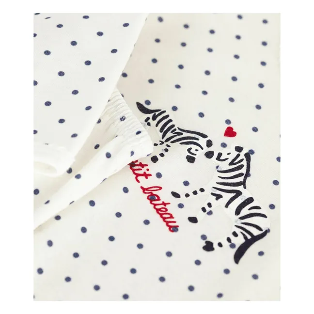 Pyjama aus Bio-Baumwolle mit Zebra-Punkten | Weiß