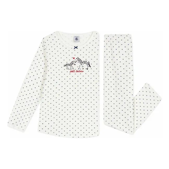 Pyjama à Pois Zèbres Coton Bio | Blanc
