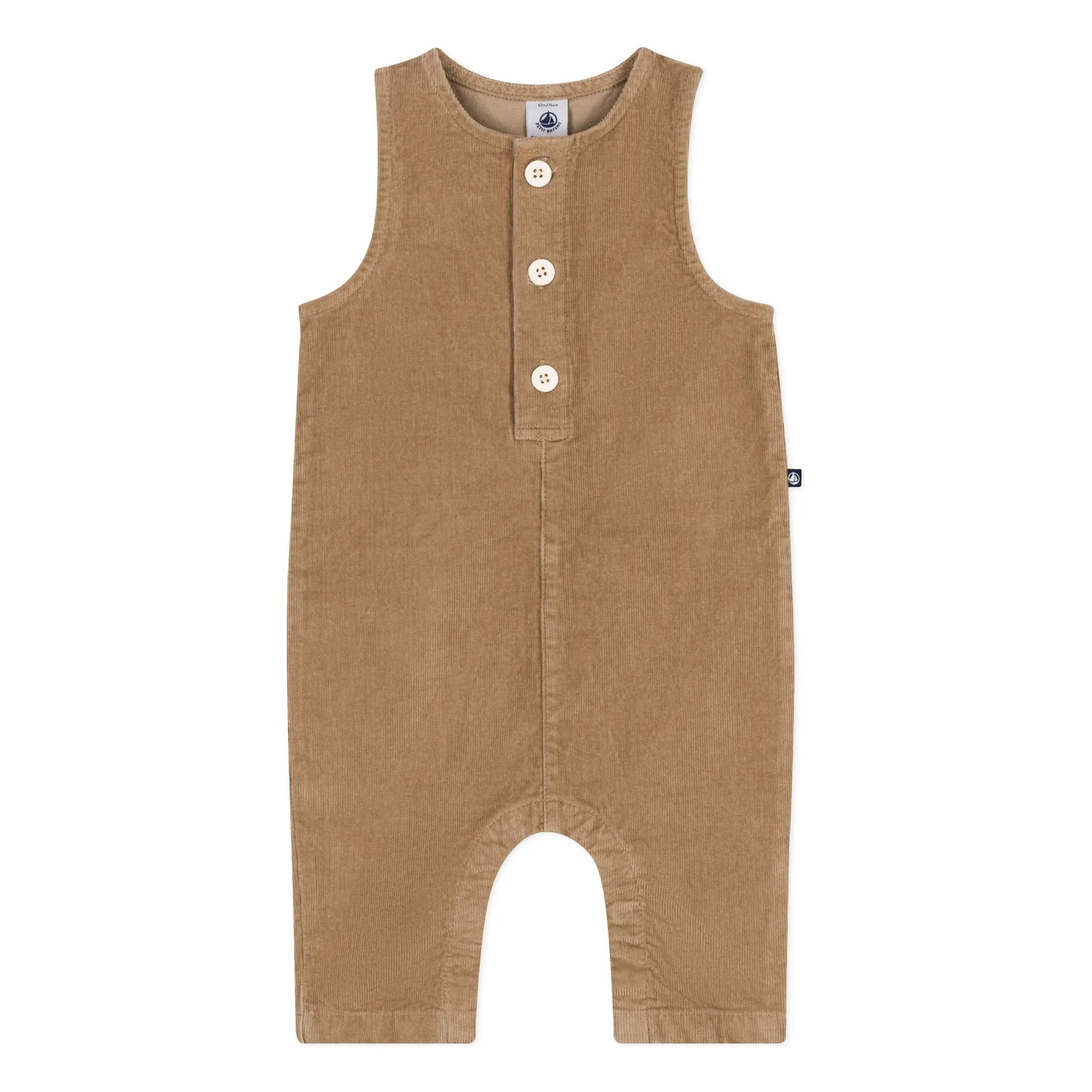 Petit Bateau Beige Ribbed Overalls