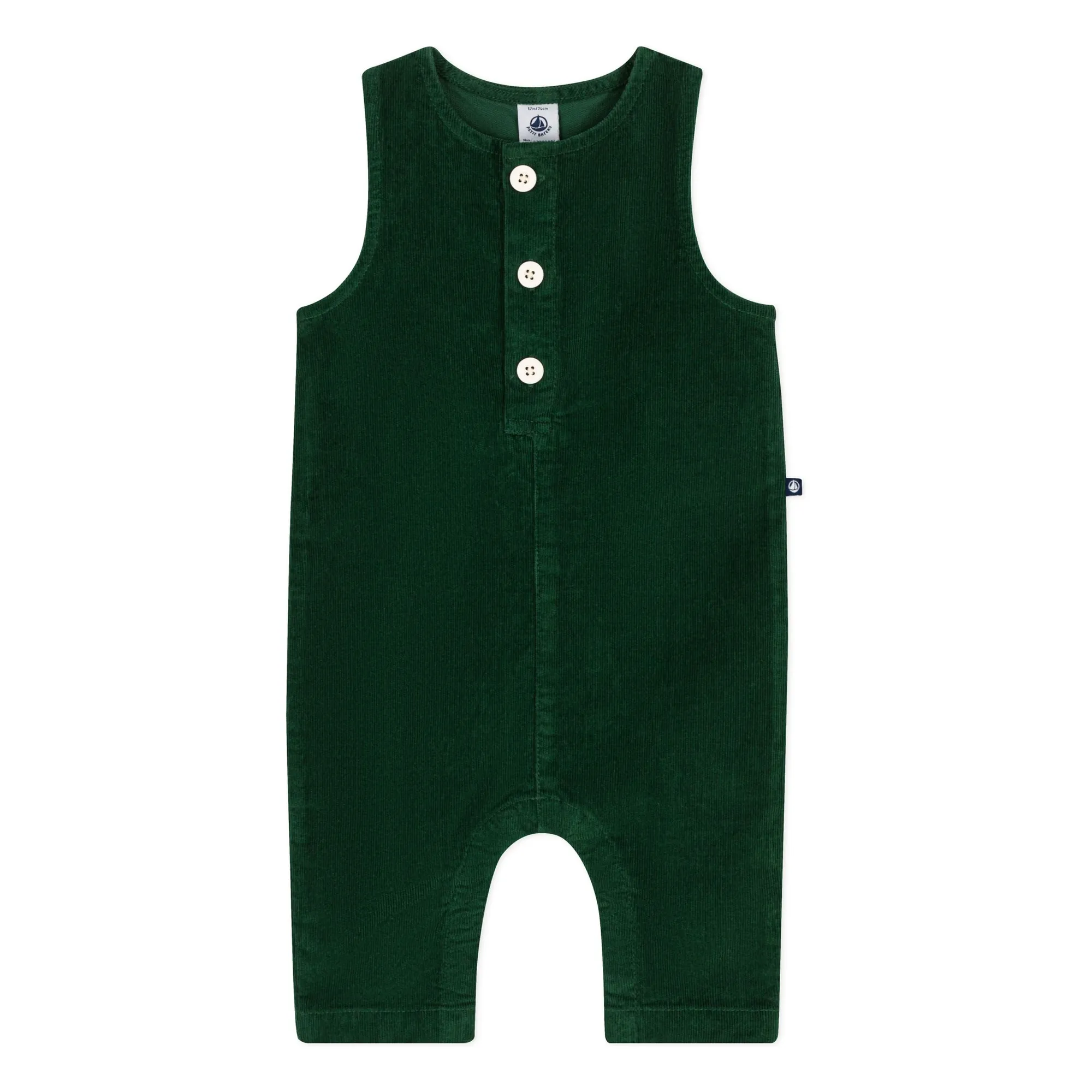 Petit Bateau Chrome Green Ribbed Overalls