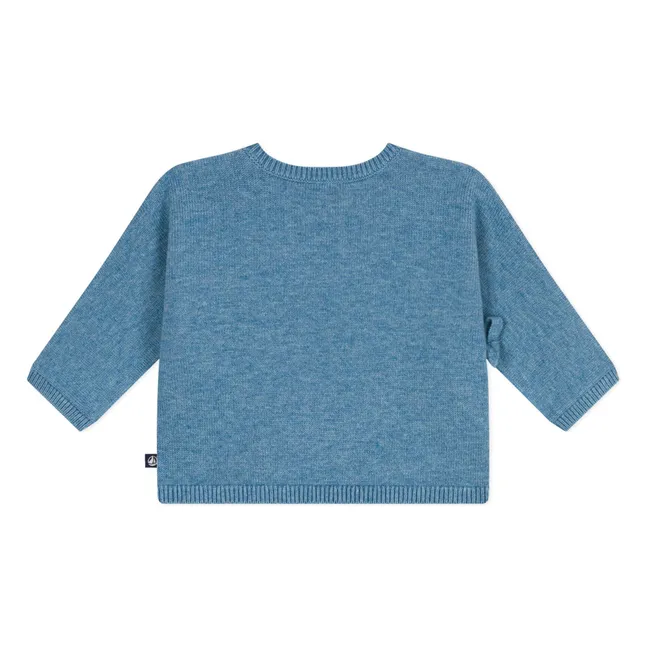 Gilet Cache-Cœur Pointelle Laine | Bleu ciel