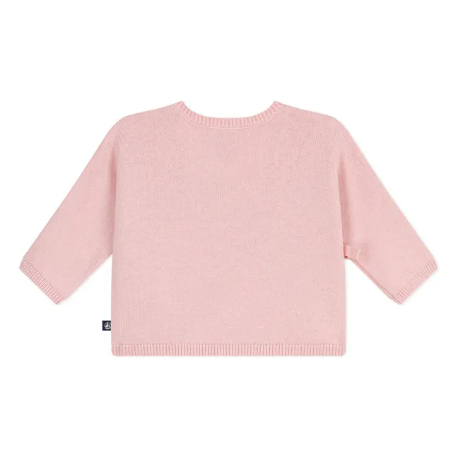 Gilet Cache-Cœur Pointelle Laine | Rose