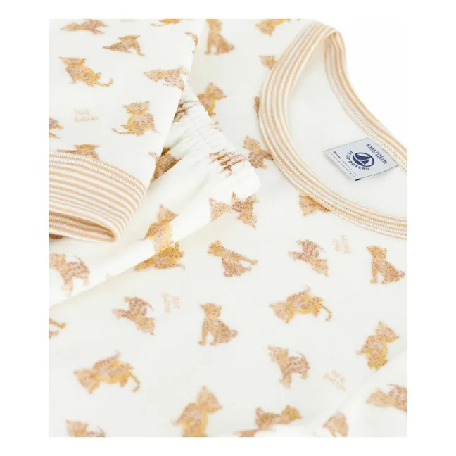 Geparden-Pyjama aus Bio-Baumwolle | Beige