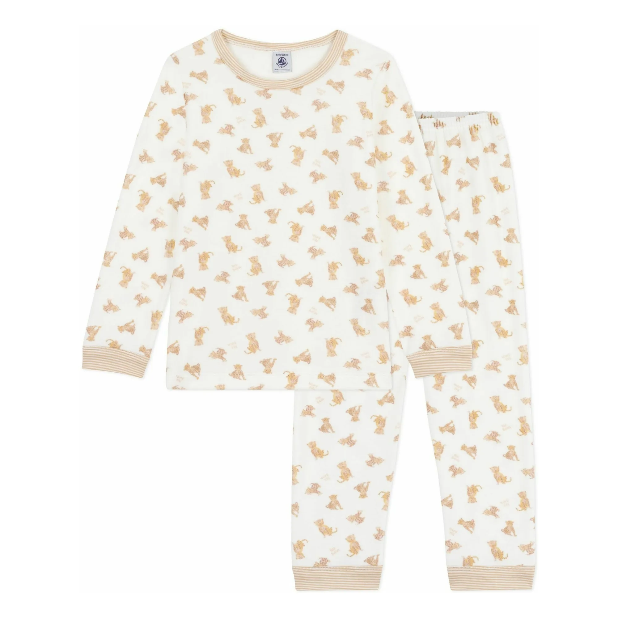 Petit Bateau Beige Organic Cotton Cheetah Pyjamas
