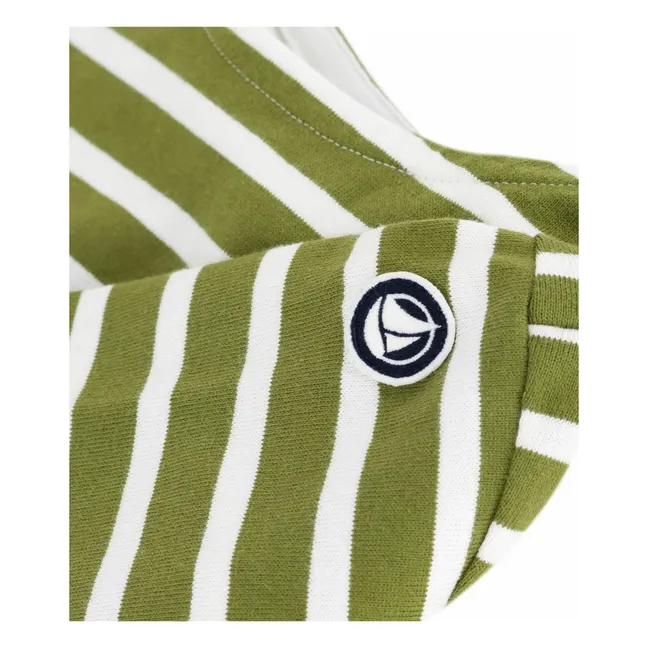 T-shirt Marinière Logo Manche Coton Bio | Vert