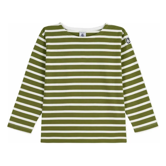 T-shirt Marinière Logo Manche Coton Bio | Vert