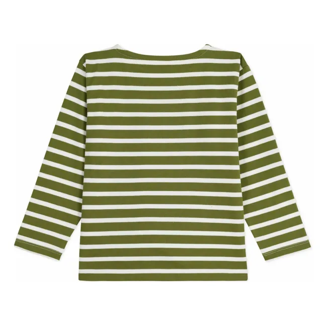 T-shirt Marinière Logo Manche Coton Bio | Vert