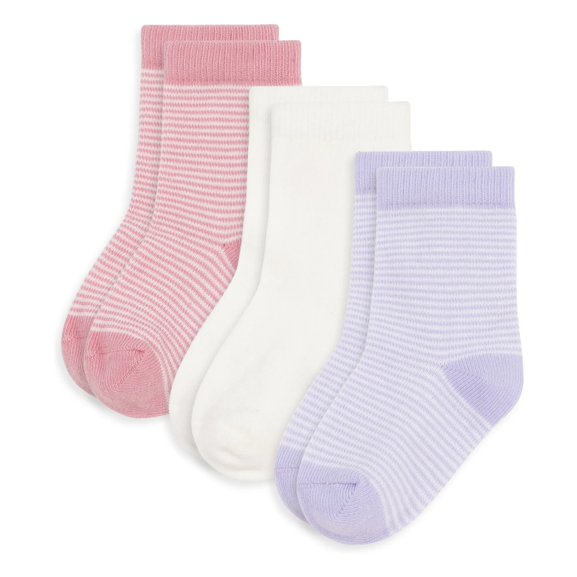 Petit Bateau Pink Set Of 3 Pairs Of Striped Ribbed Socks