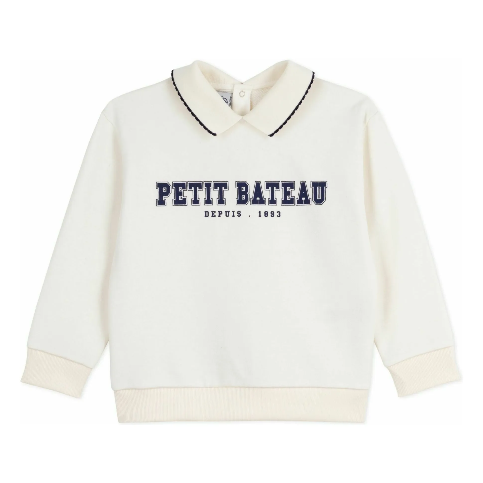 Petit Bateau Ecru Polo Neck Sweatshirt