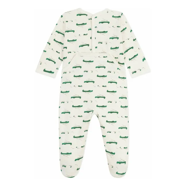 Pyjama Dors Bien Pont Dos Crocodiles Coton Bio | Ecru