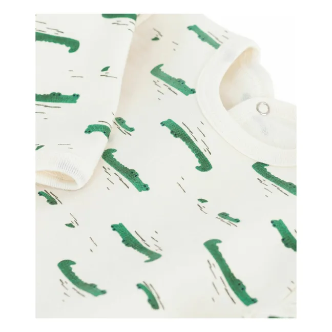 Pyjama Dors Bien Pont Dos Crocodiles Coton Bio | Ecru
