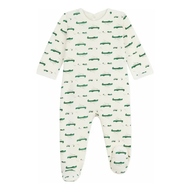 Pyjama Dors Bien Pont Dos Crocodiles Coton Bio | Ecru