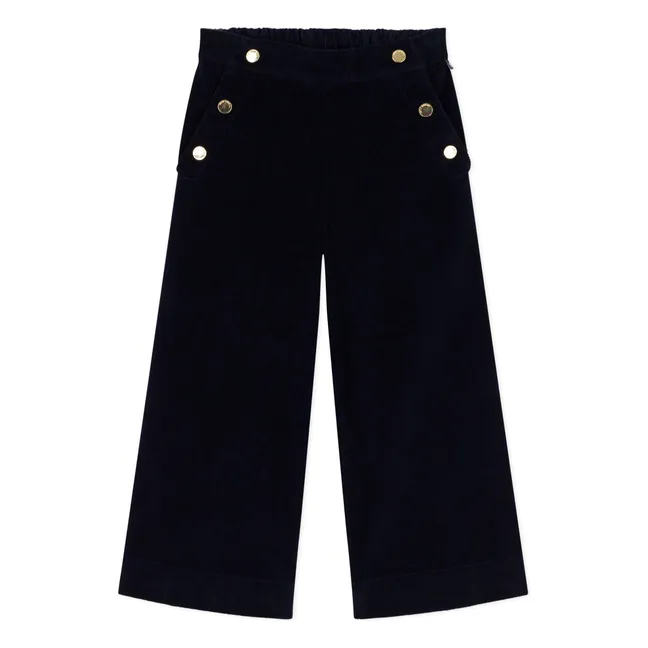 Pantalon à Pont Velous Côtelé | Bleu nuit