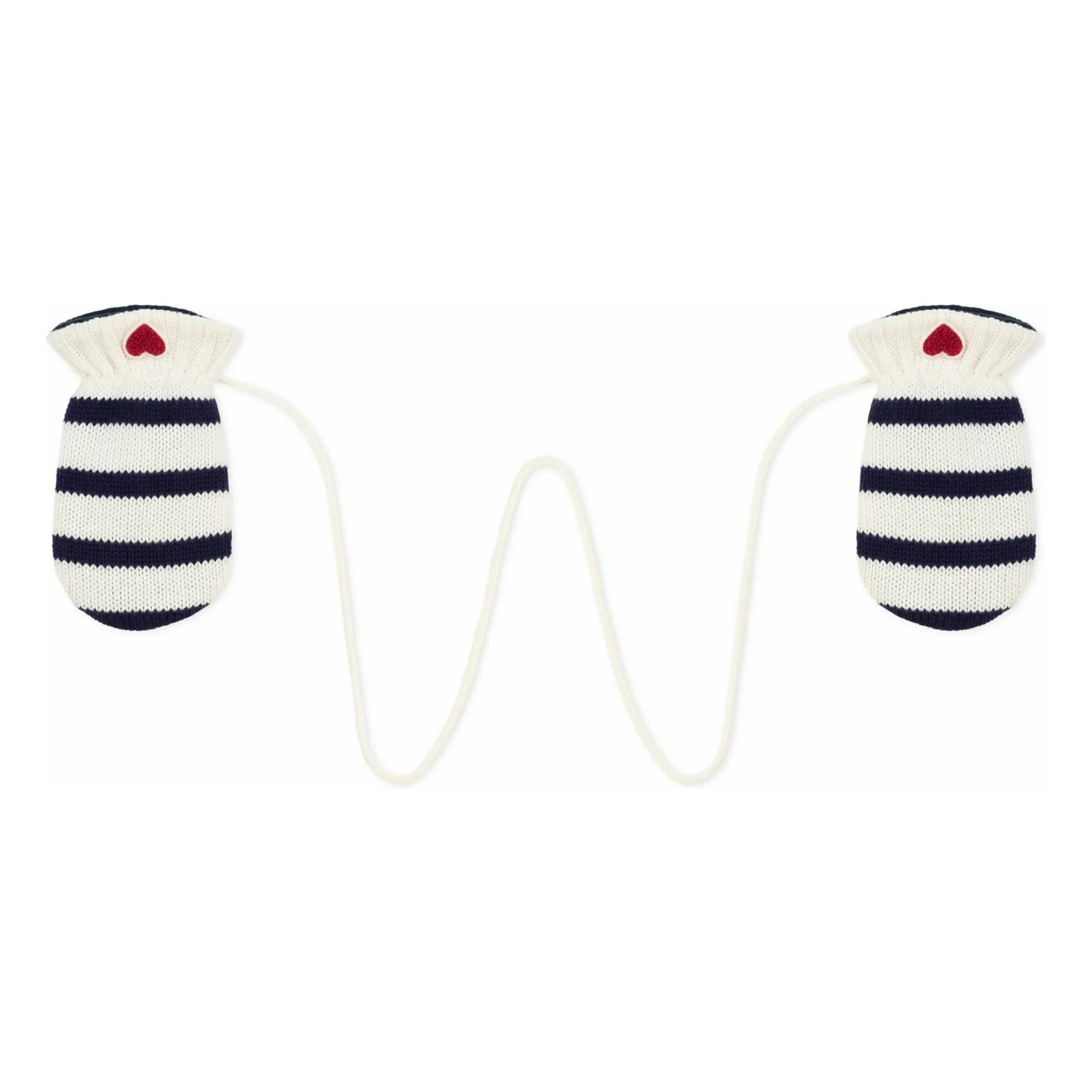 Petit Bateau Ecru Marinière Mittens