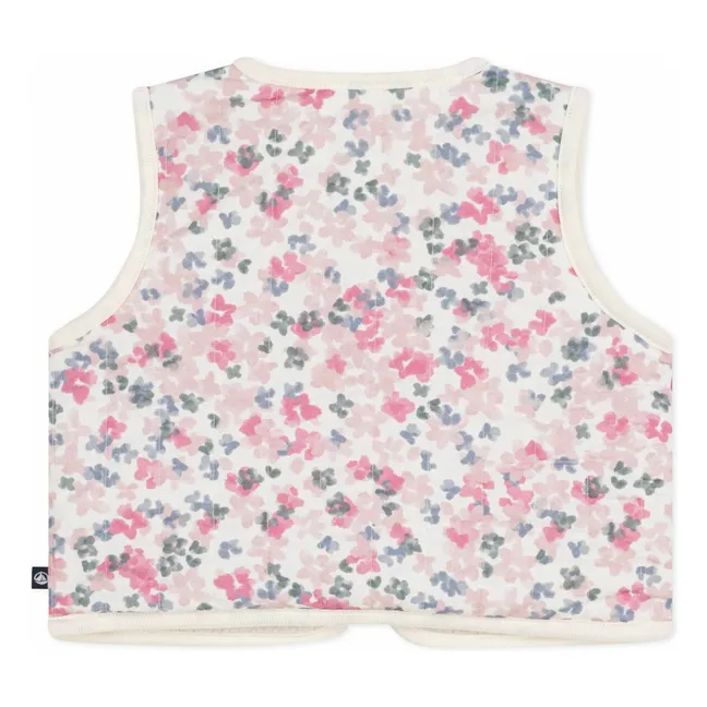 Gilet Sans Manches Fleuri | Ecru
