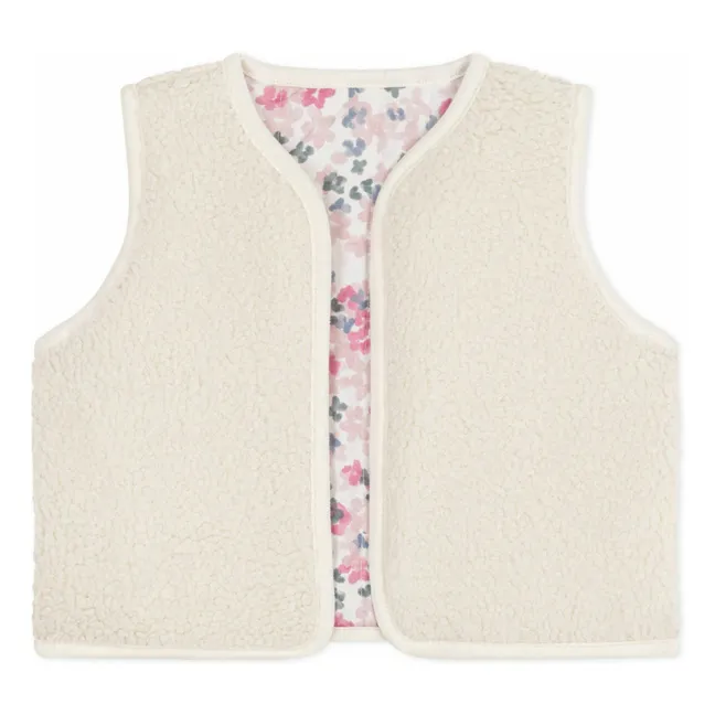 Gilet Sans Manches Fleuri | Ecru