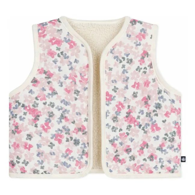 Gilet Sans Manches Fleuri | Ecru
