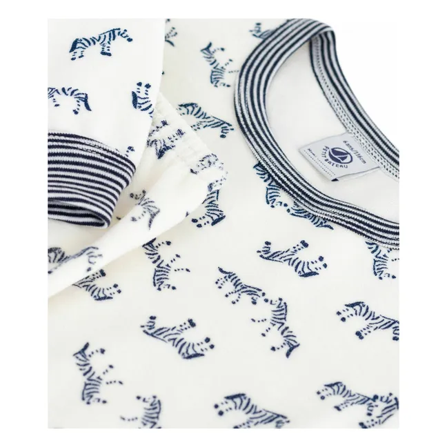 Pyjama aus Bio-Baumwolle Zebra | Seidenfarben