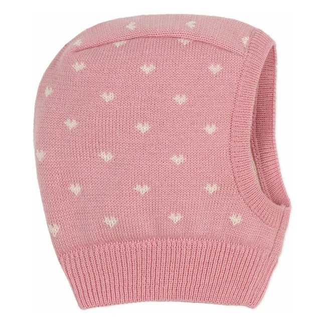 Cagoule Cœurs Laine | Rose