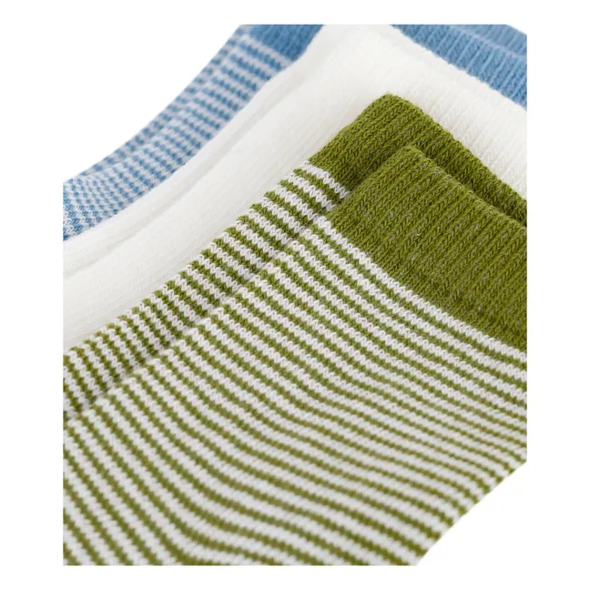 Lot de 3 Paires de Chaussettes Côtelées Rayées | Blanc