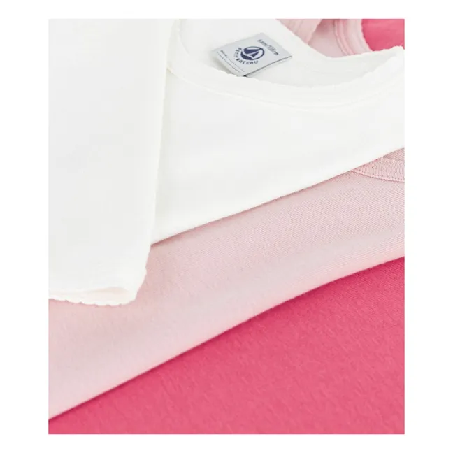 Lot 3 T-shirts Unis Girly Coton Bio | Rose