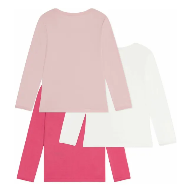 Lot 3 T-shirts Unis Girly Coton Bio | Rose