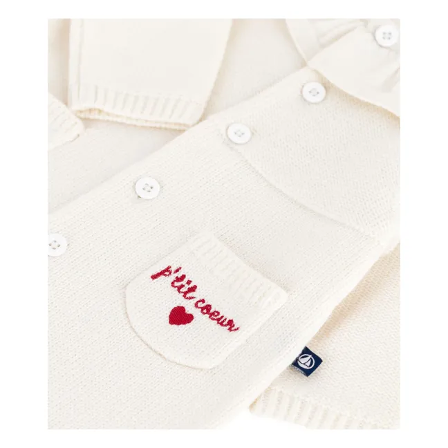 Tuta in maglia fine P'tit Cœur Laine | Ecru