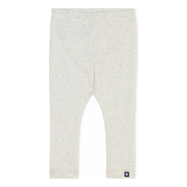 Legging Côtelé Logo | Beige chiné