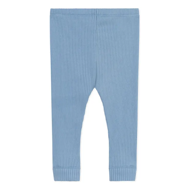 Legging Côtelé Logo Coton Bio | Bleu ciel