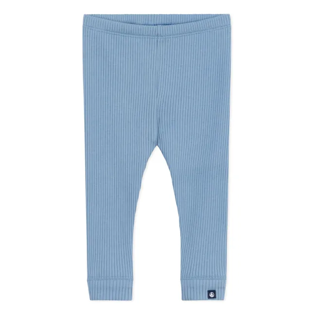 Legging Côtelé Logo Coton Bio | Bleu ciel