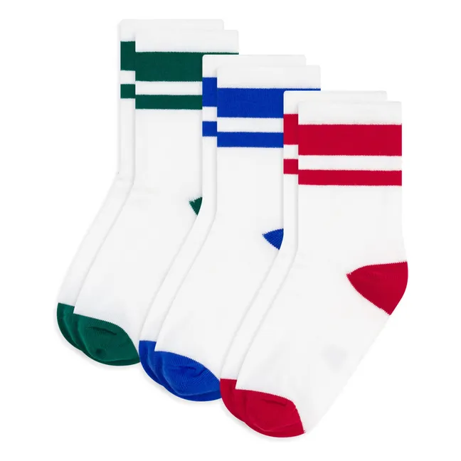 Lot de 3 Paires de Chaussettes Colorblock | Blanc
