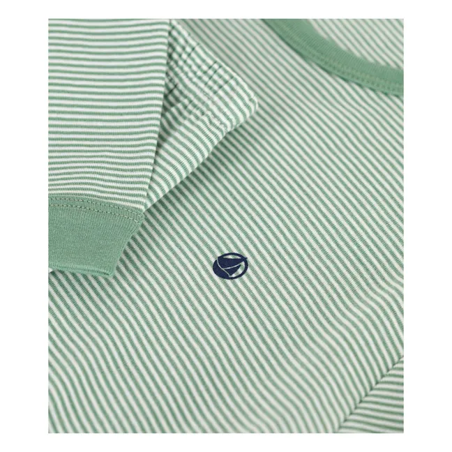 Pyjama Rayé Logo Coton Bio | Vert