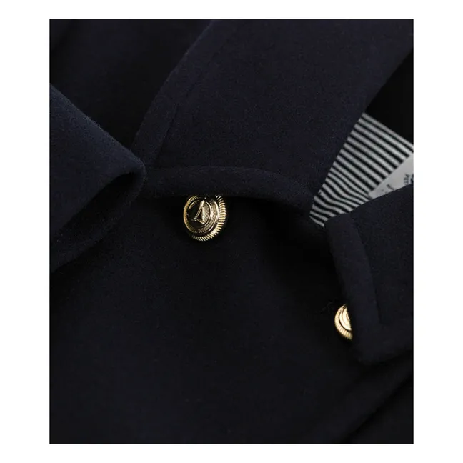 Double-breasted wool pea jacket | Midnight blue