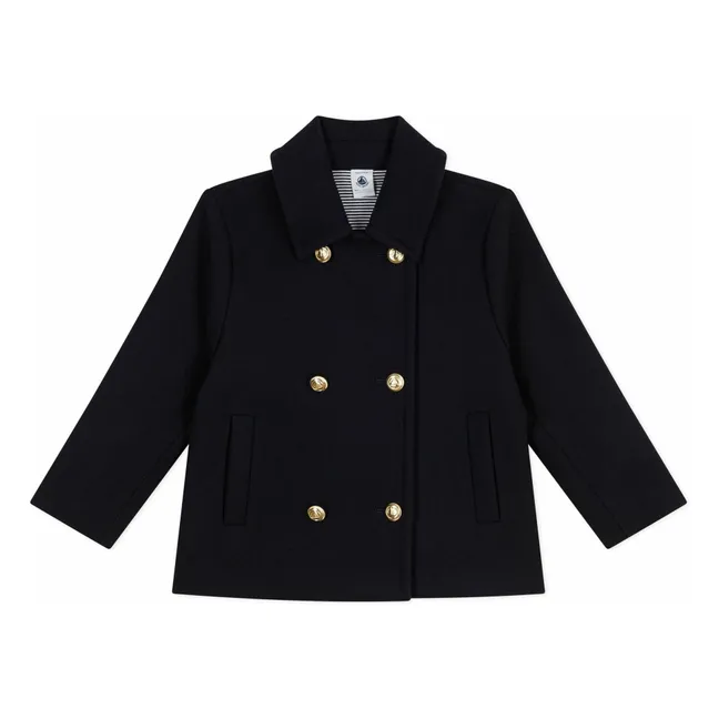 Double-breasted wool pea jacket | Midnight blue